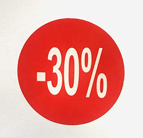 DiiliHiiri — 30% Verkaufsaufkleber Runde Rote Preissticker 35mm Rolle mit 1000 Stück — Preisschilder für Verkäufe Sonderangebotsaufkleber Rabattierte Artikel Aufkleber Schnäppchenpreisaufkleber