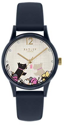 RADLEY Say It with Flowers Ladies Navy Silicone Strap Floral Kissing Dogs Watch RY2983