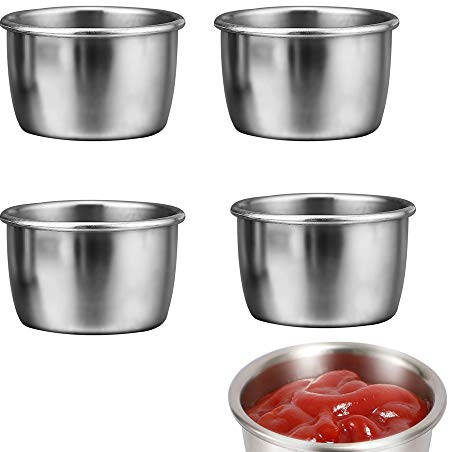 4Pcs 304 Stainless Steel Sauce Dishes Reusable Sauce Container Appetizer Dishes Sauce Cups Sushi Soy Dishes