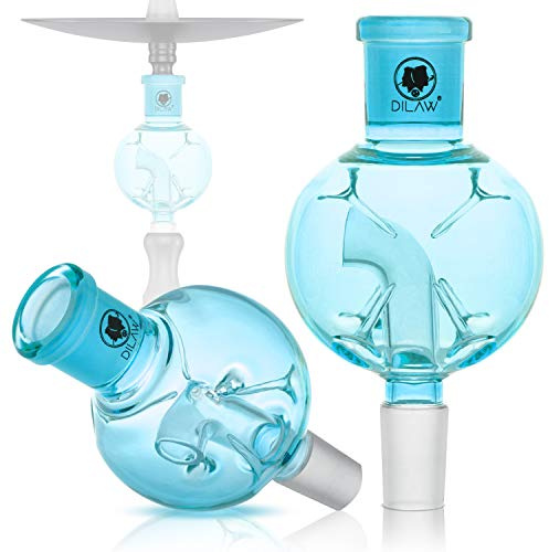 DILAW® Shisha Tornado Molassefänger Totenkopf (aus Glas für (Schliff 18/8) - Wasserpfeife, Vorkühler-Aufsatz Skull Wasserpfeife, Türkis
