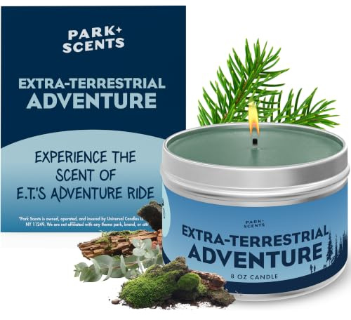 Park Scents ET Extra-Terrestrial Adventure Candle Soy, Handmade in the USA Accurate Smell Like the Scent of the Forest Queue at E.T. Ride Universal Studios Orlando E.T. Merchandise (8 oz. Tin)