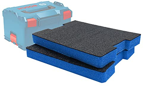Shadow Foam Insertos L-Boxx - Ajuste perfecto para Bosch L-Boxx 102-374 [Azul 50 mm Twin Pack] Insertos de espuma para caja de herramientas modular Sortimo