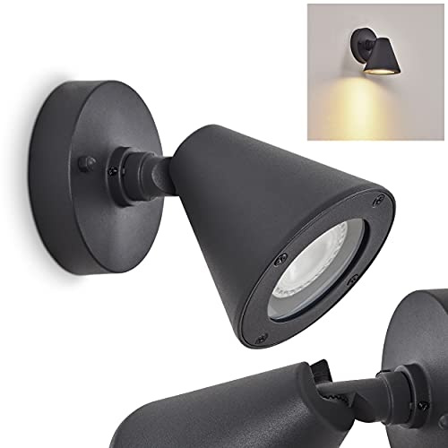 HOFSTEIN Außenwandleuchte Fornaboda, verstellbare Außenwandlampe aus Metall in Anthrazit, Wandleuchte außen im modernen Design mit Lichteffekt, GU10, IP44, Hof, Eingangsbereich, Terrasse, Haustür