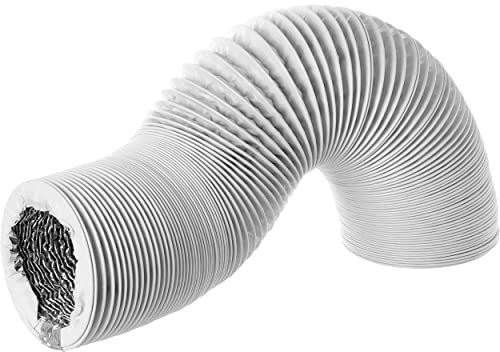 Ø 100mm / 3m Tubo Flessibile di Scarico in PVC Bianco - Tubi di Ventilazione con Isolamento in Alluminio