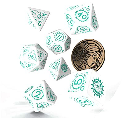 Q-Workshop QWOWCI4Q - The Witcher Dice Set: Ciri - The Law of Surprise (7), White, 15 x 2.5 x 10.5 cm