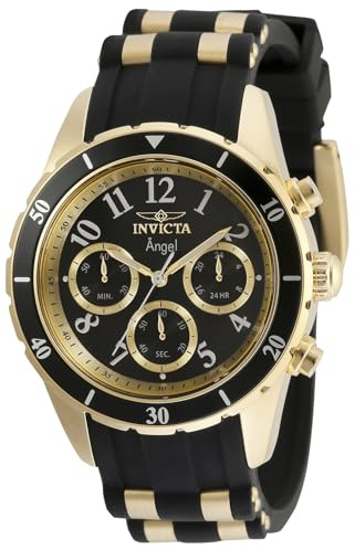 Invicta Lady's Angel 40mm Stainless Steel, Silicone Quartz Chronograph Watch, Black (Model: 35589)