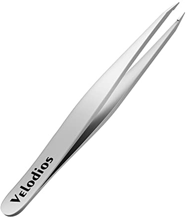 Velodios Pointed Tweezers for Women Facial Hair, Professional Stainless Steel Tweezers for Eyebrow, Chin Hair and Ingrown Hair Removal
