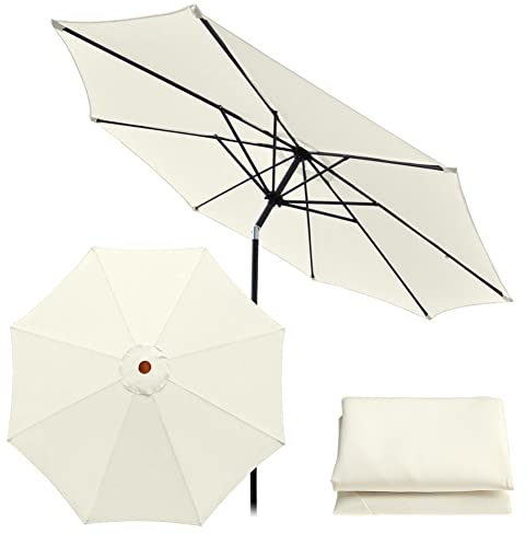 Copertura di ricambio per ombrellone, in tessuto di ricambio universale, per ombrellone da giardino, patio, cortile, spiaggia, piscina, mercato (3 m, 8 stecche, bianco)