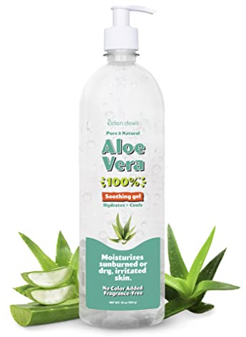 Eden Dews Organic Aloe Vera Gel 100% Pure & Natural Gel, Moisturizing, Face Skin & Hair Care, Made in USA, Unscented (1, Large (32 OZ)