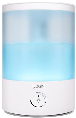 YOGIN Humidifiers for Bedroom Large room,Top fill 2.5L Ultrasonic cool mist Humidifiers for Baby Nursery and Plants,Up to 24 Hours, 24db Quiet,Night Light, Auto Shut Off, Easy Clean Humidifier