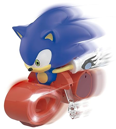 NincoRacers - Moto teledirigida Sonic RC - Conduce el Erizo más rápido de la Historia, Vehículo con Luces Led Que se inclina para Girar a Toda Velocidad, Juguete Sonic +6 años (NT10054)