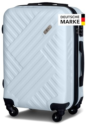 Xonic Design Reisekoffer - ABS Hartschalen Koffer mit 360° Leichtlauf-Rollen - hochwertiger Trolley mit Zahlenschloss in M-L-XL oder Set (Pastell Iceblau, M)
