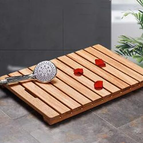 RENLXFI Dusche Bad Matte für Badezimmer, Anti-Rutsch-Bambus-Holz-Badezimmer-Matten für innen außen Luxus Dusche Haus, wasserdicht SPA Sauna Bodenmatte (Size : 15.7x23.6in/40x60cm)