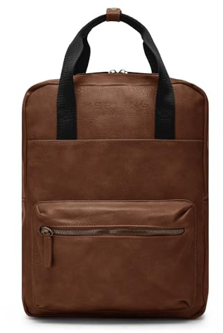 HERLING Herren-/Damen Rucksack GODWIN klassisches Vintage-PU-Leder (Coffee Brown)