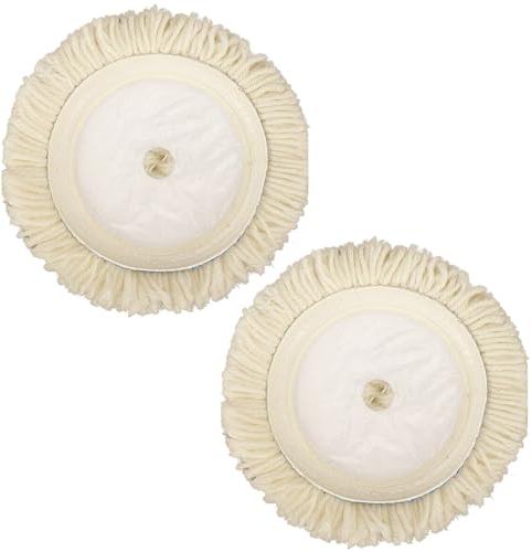 Set di 2 dischi per lucidatura in lana di agnello, 150 mm, per lucidare macchine, dispositivi elettromeccanici, marmo, acciaio inox e mobili di precisione