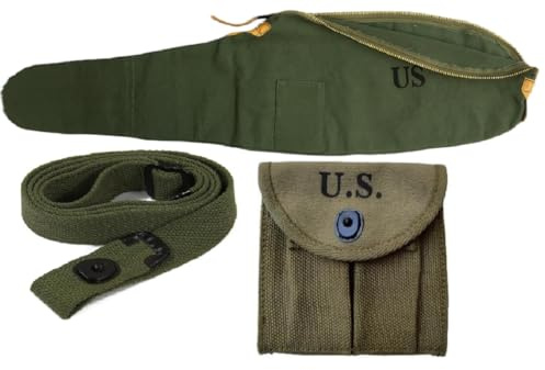 U.S Army WWII Carry Case Canvas Bag for M1 Carbine with Carbine Sling and Pouch