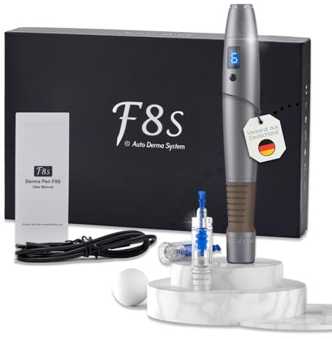 P-Beauty Microneedling F8S 2024 - Senza Fili in Titanio - Regolabile da 0,25mm a 3mm | Incluso 2 Cartucce Nano Rotonde | Derma Pen per Anti-Aging, Cicatrici da Acne, Iperpigmentazione, Smagliature
