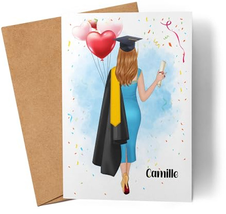 Kiddle-Design Bachelor Master Abitur 2026 Karte Abschlusskarte Personalisiert Name Dr Doktor Absolventin Damen Frauen Abi Schulabschluss Glückwunschkarte