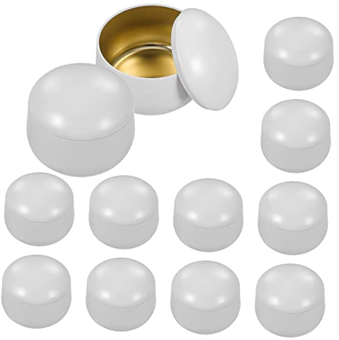 KONTONTY 12 Recipientes de Hojalata white para Velas Pequeñas de 8oz Tapa Cuadrada, Adecuado para Aromaterapia y Fabricación de Velas DIY