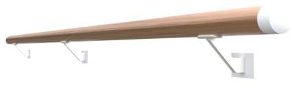 Sellon24® Holzhandlauf Handlauf Eiche 42,4 Geölt Weiß Echtholz Massiv Weiss Holz Handlaufhalter SET Treppen Halterung Wand Geländer Wandhandlauf White Rund (EICHE 42,4/200 cm / WPP55 Weiß/Kappen)