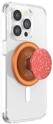 PopSockets Phone Grip for MagSafe with Kickstand, Magnetic Stand, Swappable Top, Secure Hold for iPhone MagSafe Cases, Phone & Tablet Grip - Clay Speckle | Removable, for Kindle / Android/iPhone, with magnet, orange, metal, enamel, top
