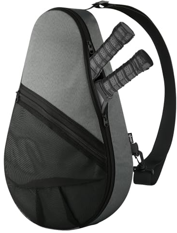 Cosmos Padel Racket Bag Pickleball Paddle Sling Backpack Padel Racquet Storage Bag, Padel (Paddel Tennis) Equipment Carrying Bag with Mesh Pocket for 2 Paddles Ball Water Bottle & Accessory (Gray)