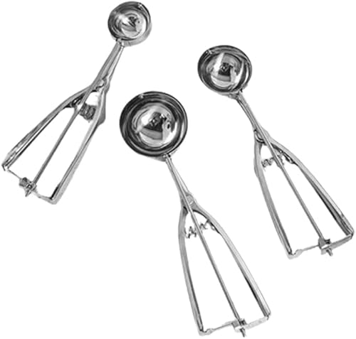 JAMAKALA 3pcs Ice Cream Scoop, Cookie Scoops for Baking, Polished Stainless Steel Ice Cream Scoop, Large-Medium-Small Size, for Ice Cream, Cookie, Cupcake, Meatball, Muffin