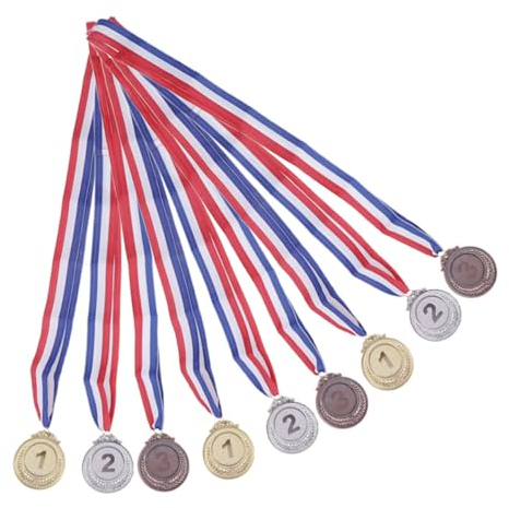 Anneome 9stücke Zinklegierung Medaillen Für Sportwettbewerbe Gold Silber Mit Hochwertigen Riemen Auszeichnung Von Schülerleistungen Für Partys