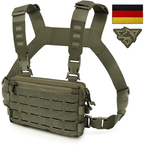WYNEX Tactical Chest Rig Pack för män, löpande bröstficka med frontrem Airsoft Recon Chest Rigs för jakt Outdoor EDC Combat