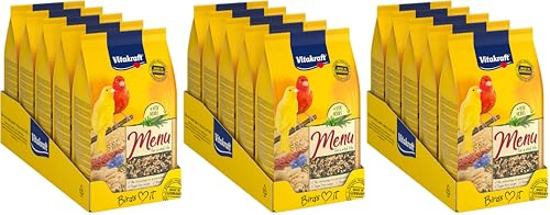 Vitakraft - Menú Premium para Canarios con Mezcla de Semillas y Granos, Alimento Principal - 1 kg (Paquete de 3)