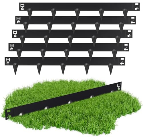 Jopassy Rabattkant metall, rabattkant metall, med spikar för enkel golvinstallation 100 x 15 cm, rabattinfattning, klippkant palisad, trädgårdsbädd, svart (längd 10 m – höjd 15 cm)