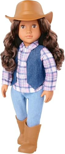 Our Generation – Carolyn, 46 cm-Cowgirl-Puppe mit Western-Outfit | 46 cm Cowgirl-Puppe Carolyn mit Cowboyhut, Oberteil, Weste, Hose, Unterwäsche und Stiefeln, Western-Puppe, 5+ Jahre