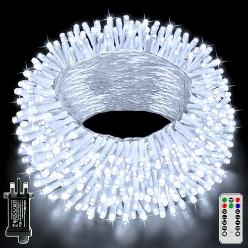 Hopexy Fairy Lights Plug in, 20m 200 LEDs Fairy Lights Mains Powered with Timer, Waterproof Cool White String Lights with Remote/8 Modes/Indoor Outdoor for Bedroom Patio Party Tree Decorations