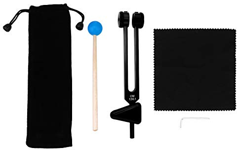 Toddmomy Instrumento Curativo De Aleación De Aluminio Horquillas Giratorias Para Yoga Vibración Equilibrada Mango Triangular De Silicona Bolsa