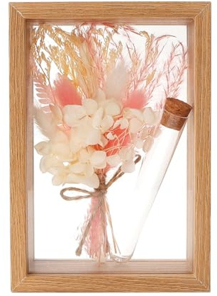 Luckwaii Hochzeitsgeschenk Geldgeschenk Hochzeit Hochzeitsgeschenke für Brautpaar, Geldgeschenke Bilderrahmen 3D Set inklusive Getrocknete Blumen Reagenzglas Holzbox (hochzeitsgeschenk geldgeschenk)