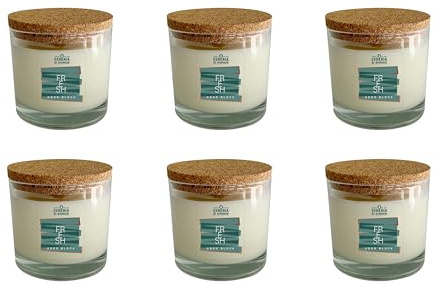 Cereria Di Giorgio - Confezione da 6 Candele in bicchiere - Cera vegetale di Palma e Soia - Collezione Odor Block - Fresh - Durata 50 ore
