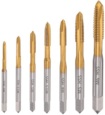 Saipor 7pcs Spiral Point Thread Tap Set, M2 - M6 Metric Thread Screw Taps, HSS Machine Screw Tap Drill Set, Screw Tapping Threading Tools