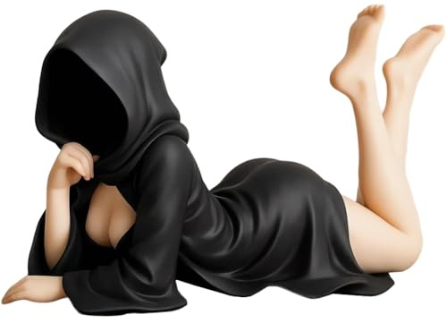 Zhongkaihua, Statua Misteriosa, Statua Misteriosa in Vestito Nero, Posizione Seduta, Ragazza Anime, Figurina Action da 10 cm, Modello in PVC, Ornamento per Casa, Auto, Scrivania, Regalo di Compleanno