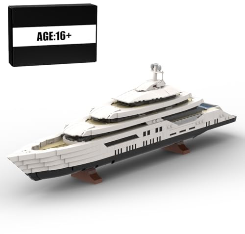 Thinkizen Mini Luxus Yacht Bausatz, 1:200 Yacht Modell Mit 5 Decks & Drehbarer Propellerraum, Schiff Bausatz, Technik DIY-Yacht, Kreatives Geschenk für Erwachsene & Sammler, 1651 Teile