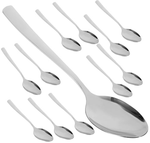ZUNOXAZ 12 pièces Cuillères à Soupe Acier Inoxydable Poignée Ergonomique Confort pour Maison et Restauration