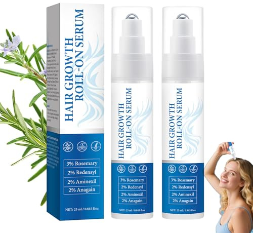 Rosmarin Haarwachstumsserum Roll On,Rosmarin Haar-Roller-Serum, Blockierendes Kopfhautserum fördert den Sauerstofffluss, Reduziert Haarausfall, für alle Haartypen (2PC)