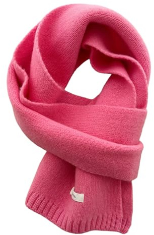 Generisch Winterschal Wollschal Weiche Warm Strickschal - 100% Wolle - Herbst Winter Einfarbig Gestrickter Schal Vielseitiger Kaschmir-Halsschal für Damen Herren, 160 x 20 cm (Rosa)