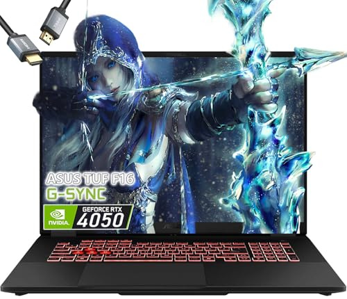 ASUS -TUF F16 Gaming-Laptop RTX 4050 - Intel Core 5 210H Beat AMD Ryzen 7 7435HS -16 FHD+ Display 144Hz- 32GB RAM -1TB PCIe SSD -RGB retroilluminato -G-SYNC -Portatil Gamer PC -Windows 11 -Cavo HDMI