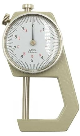 Lawnoval Instrumento de medición de grosor de cuero, calibre de metal de 0-10 mm/0-20 mm para una medición precisa de cuero, joyas, hojas de metal, papel y película, color blanco
