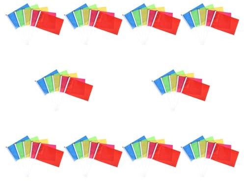 IWOWHERO 100 Pezzi Bandiere Bastone Colorate per Eventi Sportivi e Feste Piccole Bandiere da Mano Leggere e Resistenti per Ragazzi e Ragazze di Bandierine per Compleanni e Celebrazioni all
