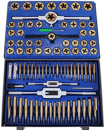 Juego de 86 piezas machos roscar y terrajas acero tungsteno, titanio, herramientas SAE métricas Para bricolaje