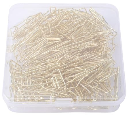 Cosiki 100Pcs Pen Shaped Paper Clips, Gold Iron Bookmarks Clips for School Office Home Use, with Shiny Metallic Luster & Bright Colors