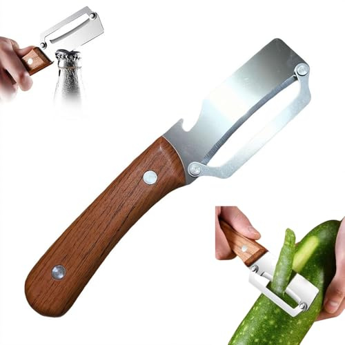 Multi-Functional Vegetable Peeler for Kitchen - Ultra Sharp Stainless Steel Blades,2 in 1 Stainless Steel Fruit and Vegetable Peeler with Bottle Opener, Portable Kitchen Peelers for Fruit, Apple