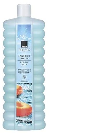 Avon Senses Bubble Bath Long Time No Sea, Espuma de Baño, Aroma Cítrico, Marino y Maderas Energizantes, 1 Litro