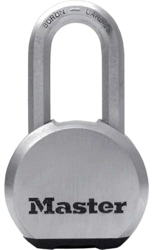 MASTER LOCK Heavy Duty Padlock, Security Level 9/10, Outdoor, Keyed, Stainless Steel, Weatherproof, Long Shackle